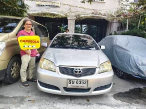 บริการรับซื้อ Toyota Yaris 5 ประตู สีฟ้า ประเมินราคาและทำสัญญาถึงหน้าบ้าน